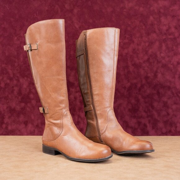 Naturalizer Women Jamison Brown Leather Wide Calf Comfort Riding Knee Boots sz 7 - Picture 1 of 9
